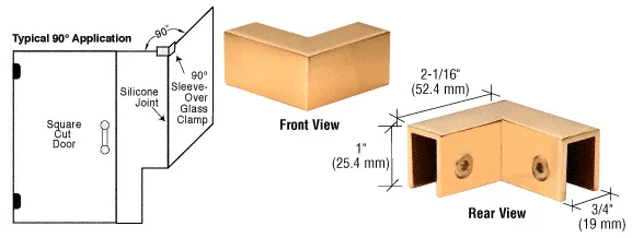 Shower Glass 90° "Sleeve Over" Glass Clamp, Polished Brass – CRL S0GC90BR