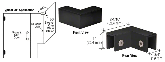 Shower Glass 90° "Sleeve Over" Glass Clamp, Matte Black – CRL S0GC90MBL