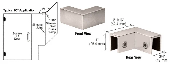 Shower Glass 90° "Sleeve Over" Glass Clamp, Polished Nickel – CRL S0GC90PN