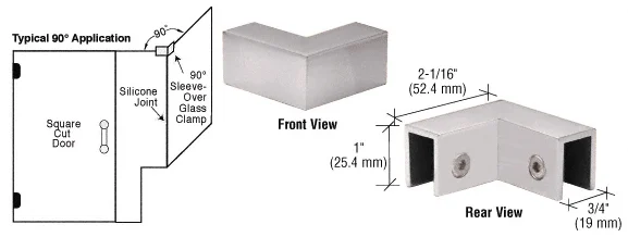 Shower Glass 90° "Sleeve Over" Glass Clamp, Satin Nickel – CRL S0GC90SN