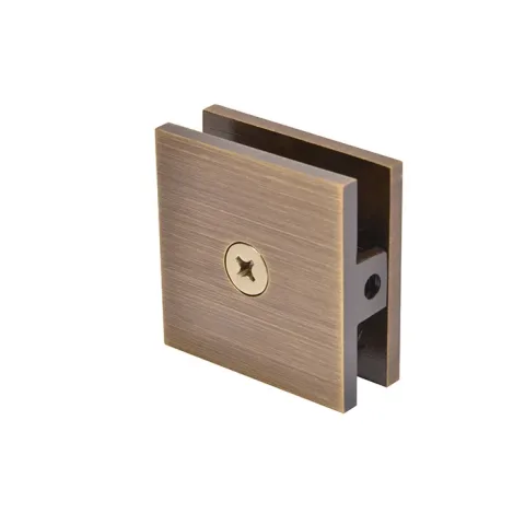 CRL Square Hole-in-Glass Fixed Panel U-Clamp, Antique Brass