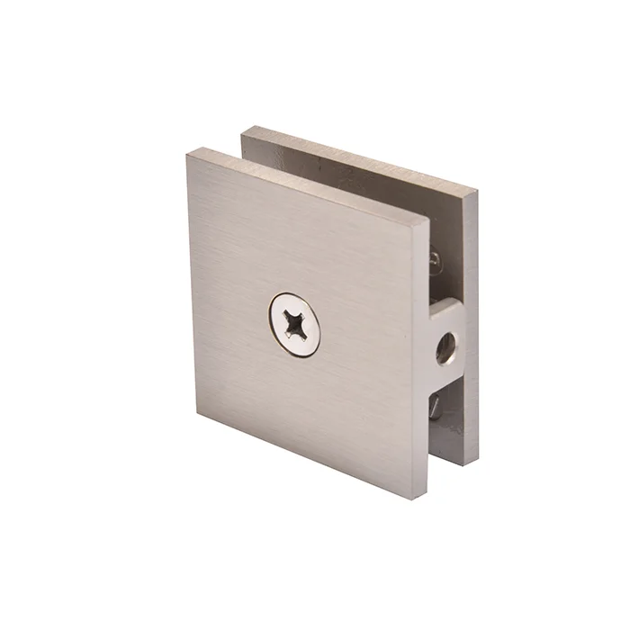 CRL Square Hole-in-Glass Fixed Panel U-Clamp, Brushed Nickel