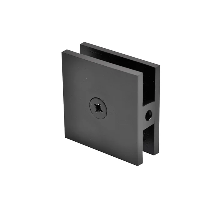 CRL Square Hole-in-Glass Fixed Panel U-Clamp, Matte Black