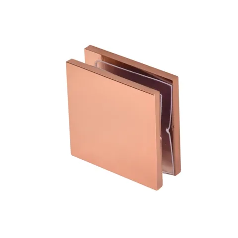CRL Square Hole-in-Glass Fixed Panel U-Clamp, Rose Gold