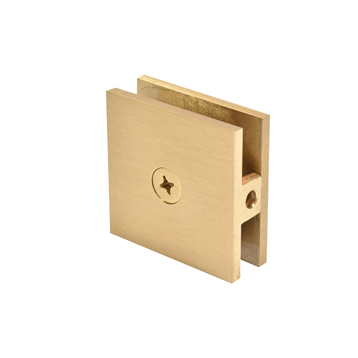 CRL Square Hole-in-Glass Fixed Panel U-Clamp, Satin Brass