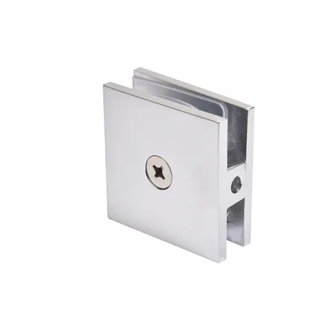 CRL Square Hole-in-Glass Fixed Panel U-Clamp, Satin Chrome