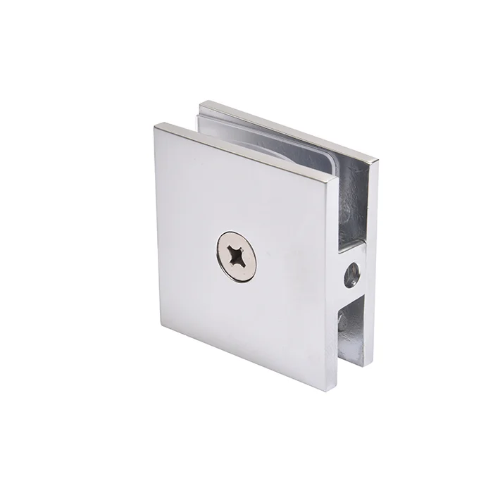 CRL Square Hole-in-Glass Fixed Panel U-Clamp, Satin Chrome