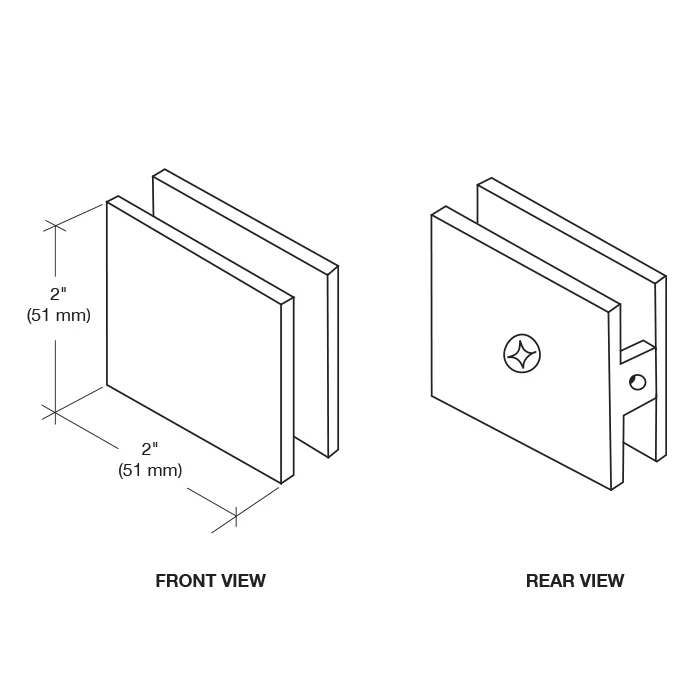 Shower Glass Square Hole-in-Glass Fixed Panel U-Clamp, Satin Nickel – CRL SCU4SN, photo 3