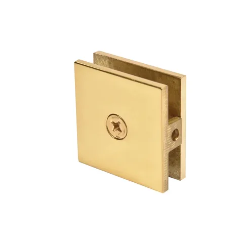 CRL Square Hole-in-Glass Fixed Panel U-Clamp, Unlacquered Brass