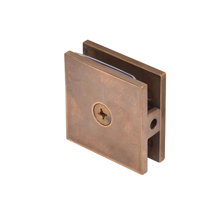 Shower Glass Square Hole-in-Glass Fixed Panel U-Clamp, Vintage Brass – CRL SCU4VBR, photo 2