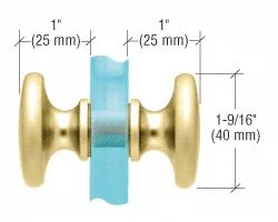 CRL Traditional Back-to-Back Shower Door Knobs, Polished Brass