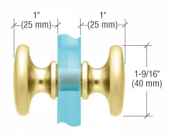 CRL Traditional Back-to-Back Shower Door Knobs, Satin Brass