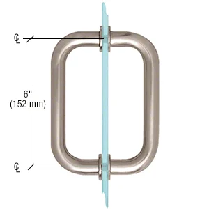 Shower Door 6" Back-to-Back Tubular Pull Handle, Brushed Nickel – CRL SDPR6BN, photo 2
