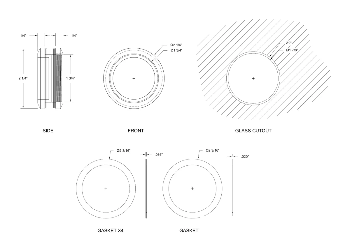 Shower Door Round Thru-Glass Finger Pull, Brushed Stainless Steel – CRL SERNHP2BS, photo 2