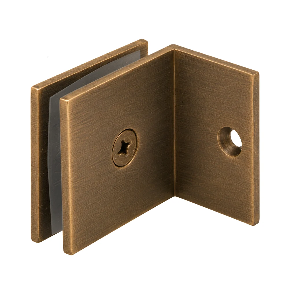 Shower Glass Square Fixed Panel Clamp with Small Leg, Antique Brass – CRL SGC037ABR