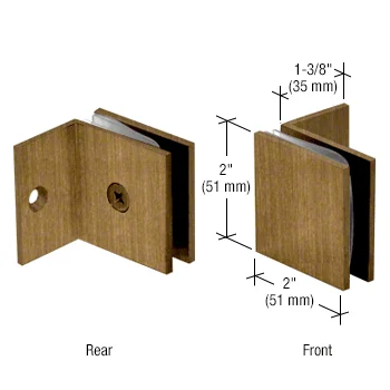 Shower Glass Square Fixed Panel Clamp with Small Leg, Antique Brass – CRL SGC037ABR, photo 2