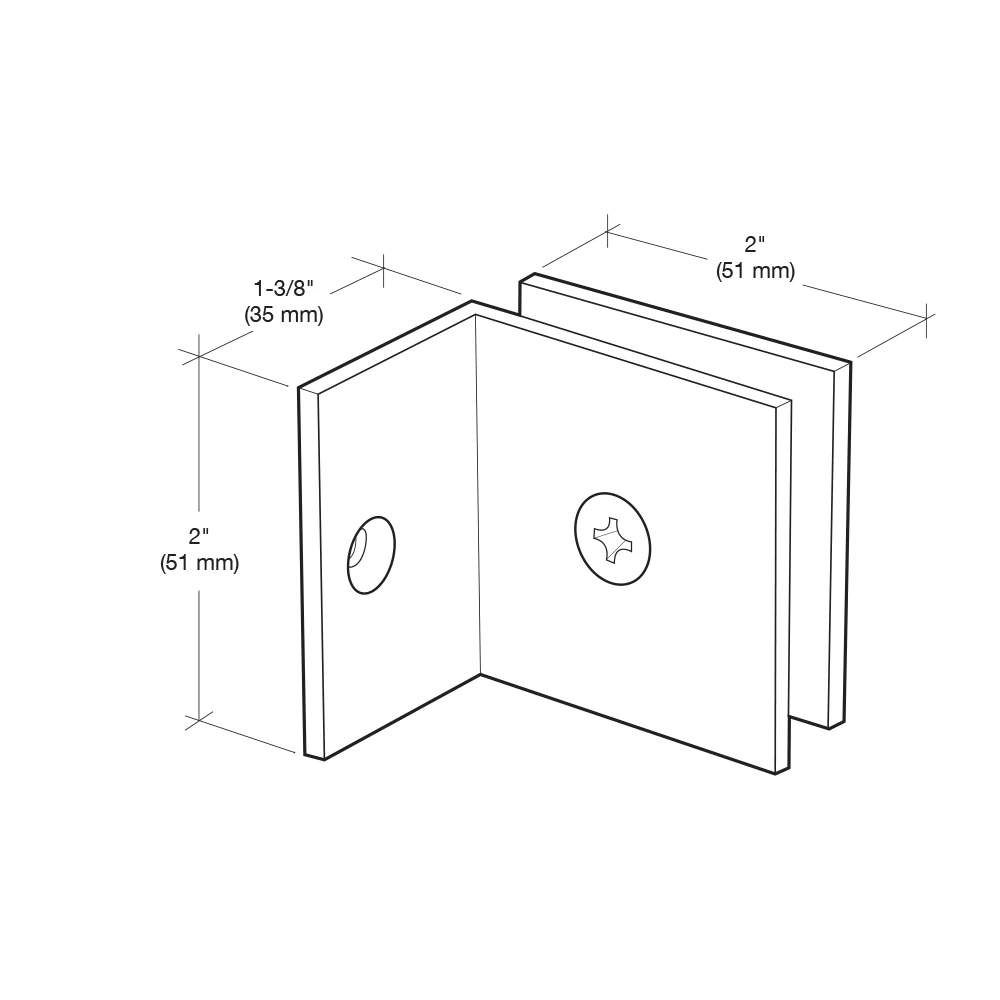 Shower Glass Square Fixed Panel Clamp with Small Leg, Antique Brass – CRL SGC037ABR, photo 3