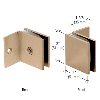 Shower Glass Square Fixed Panel Clamp with Small Leg, Brushed Bronze – CRL SGC037BBRZ, photo 2