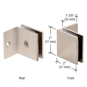 Shower Glass Square Fixed Panel Clamp with Small Leg, Brushed Nickel – CRL SGC037BN, photo 2