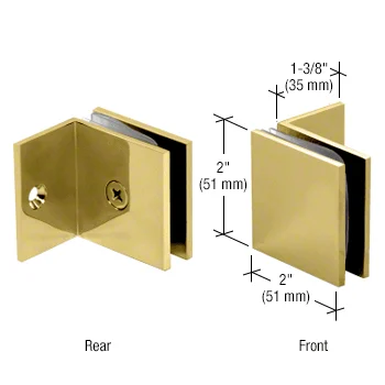 Shower Glass Square Fixed Panel Clamp with Small Leg, Polished Brass – CRL SGC037BR, photo 2