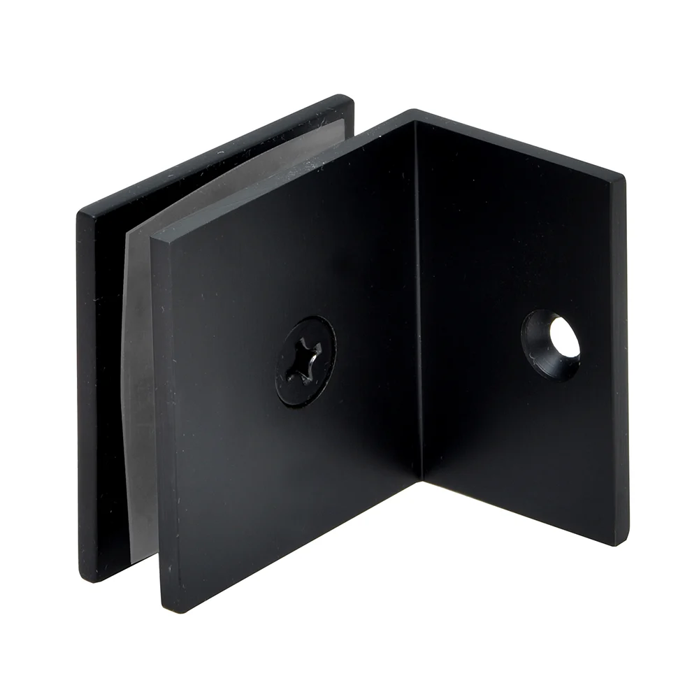 Shower Glass Square Fixed Panel Clamp with Small Leg, Matte Black – CRL SGC037MBL