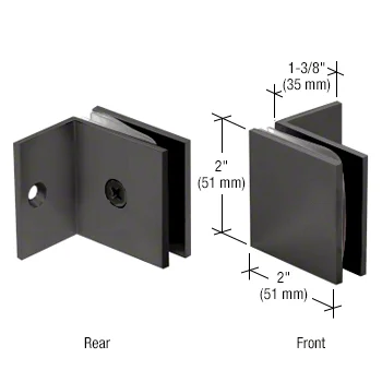 Shower Glass Square Fixed Panel Clamp with Small Leg, Matte Black – CRL SGC037MBL, photo 2