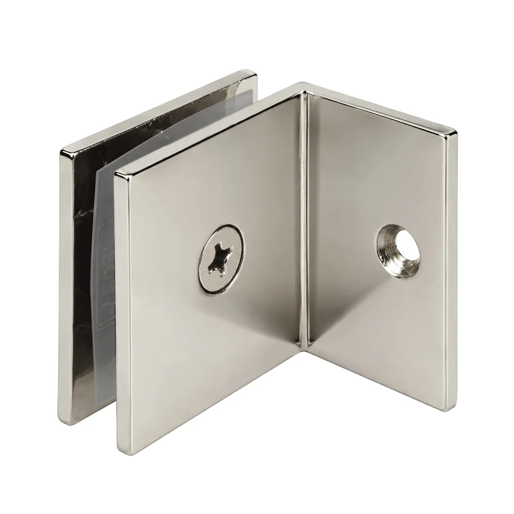 Shower Glass Square Fixed Panel Clamp with Small Leg, Polished Nickel – CRL SGC037PN