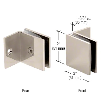 Shower Glass Square Fixed Panel Clamp with Small Leg, Polished Nickel – CRL SGC037PN, photo 2
