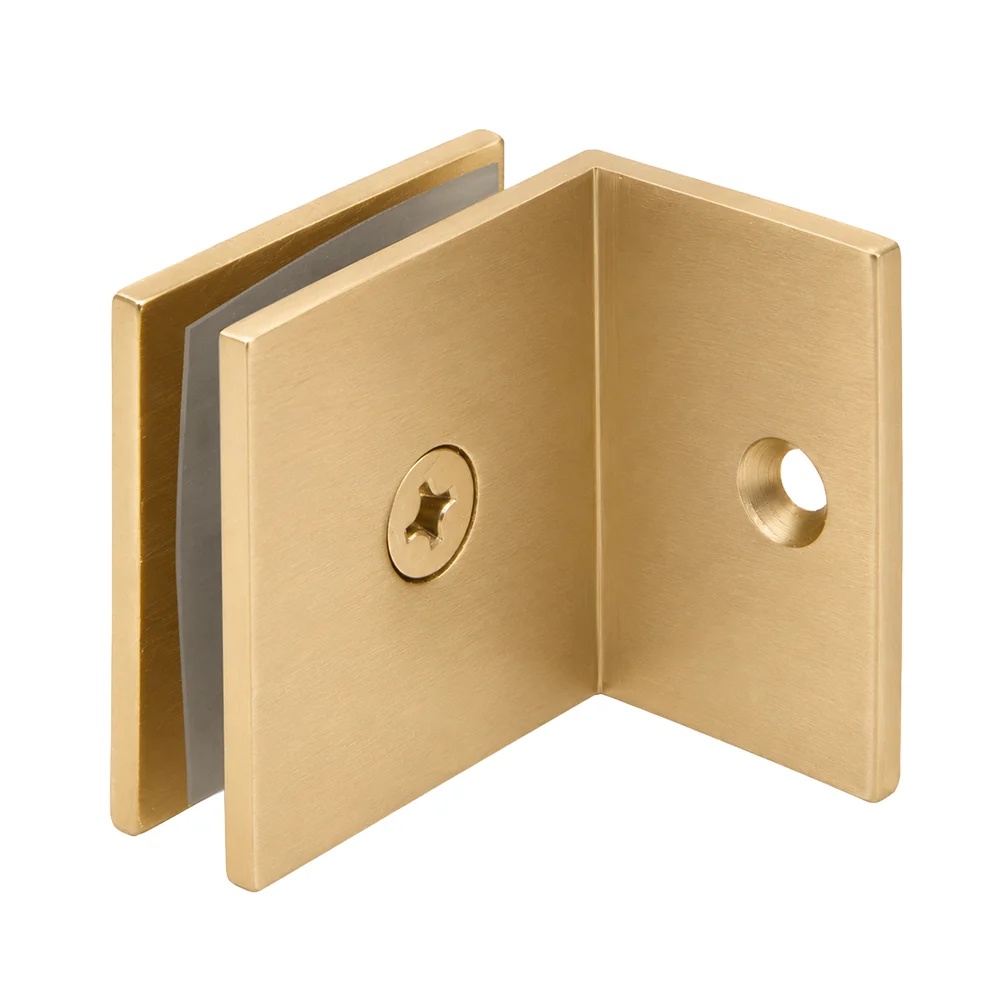 Shower Glass Square Fixed Panel Clamp with Small Leg, Satin Brass – CRL SGC037SB