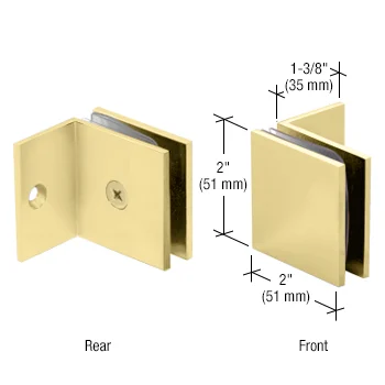 Shower Glass Square Fixed Panel Clamp with Small Leg, Satin Brass – CRL SGC037SB, photo 2