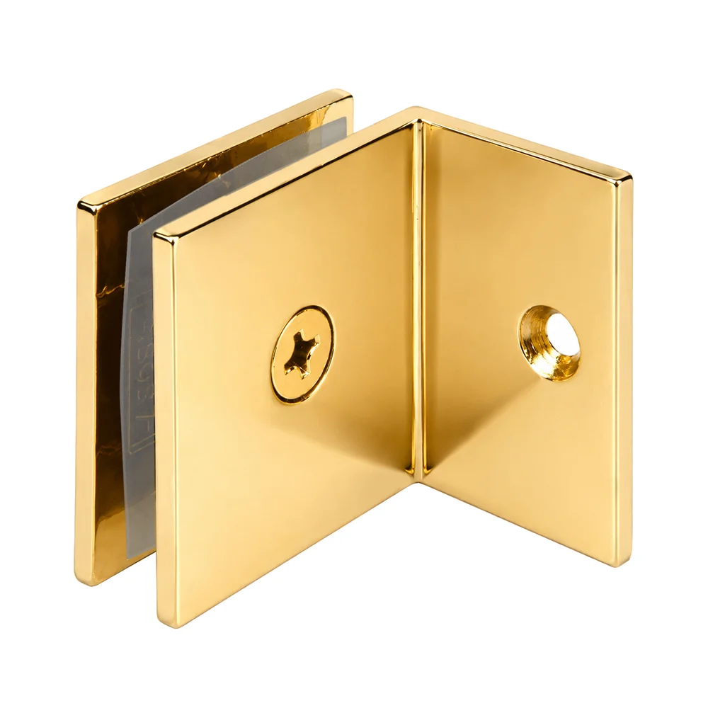 Shower Glass Square Fixed Panel Clamp with Small Leg, Unlacquered Brass – CRL SGC037ULBR
