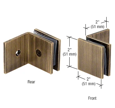 Shower Glass Square Fixed Panel Clamp with Large Leg, Antique Brass – CRL SGC039ABR, photo 2