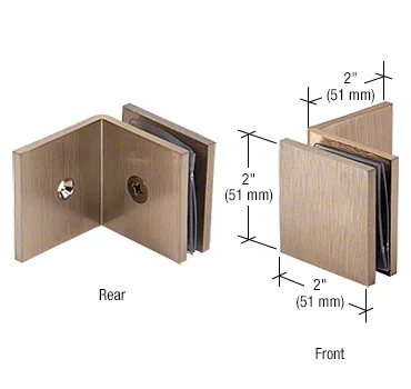 Shower Glass Square Fixed Panel Clamp with Large Leg, Brushed Bronze – CRL SGC039BBRZ, photo 2
