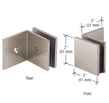 Shower Glass Square Fixed Panel Clamp with Large Leg, Brushed Nickel – CRL SGC039BN, photo 2