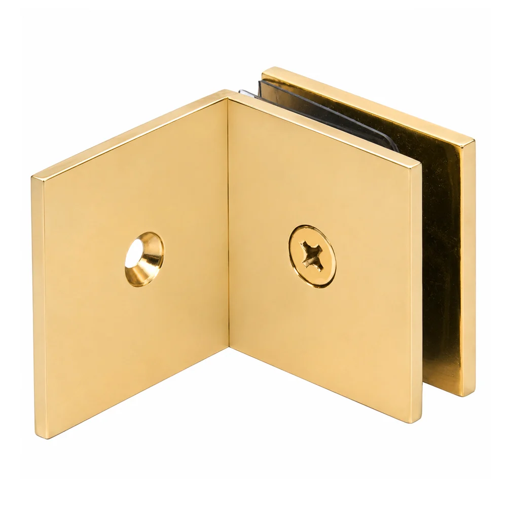 Shower Glass Square Fixed Panel Clamp with Large Leg, Polished Brass – CRL SGC039BR