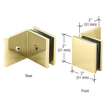 Shower Glass Square Fixed Panel Clamp with Large Leg, Polished Brass – CRL SGC039BR, photo 2