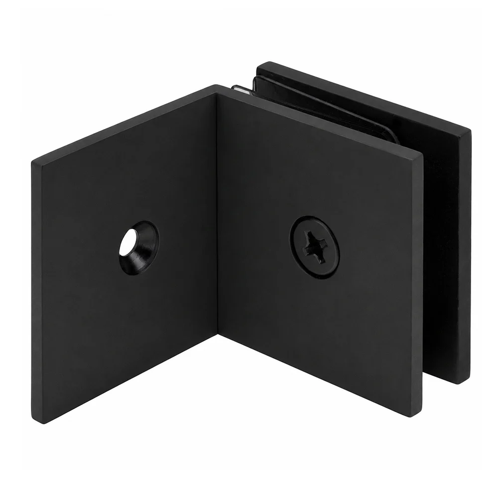 Shower Glass Square Fixed Panel Clamp with Large Leg, Matte Black – CRL SGC039MBL