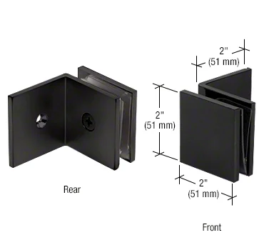 Shower Glass Square Fixed Panel Clamp with Large Leg, Matte Black – CRL SGC039MBL, photo 2