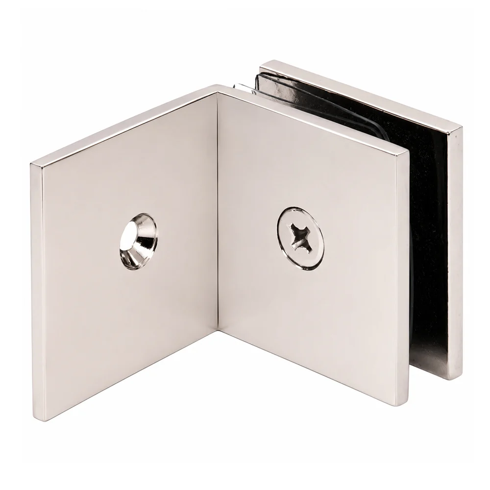 Shower Glass Square Fixed Panel Clamp with Large Leg, Polished Nickel – CRL SGC039PN