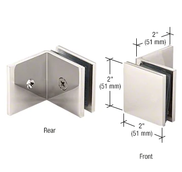 Shower Glass Square Fixed Panel Clamp with Large Leg, Polished Nickel – CRL SGC039PN, photo 2