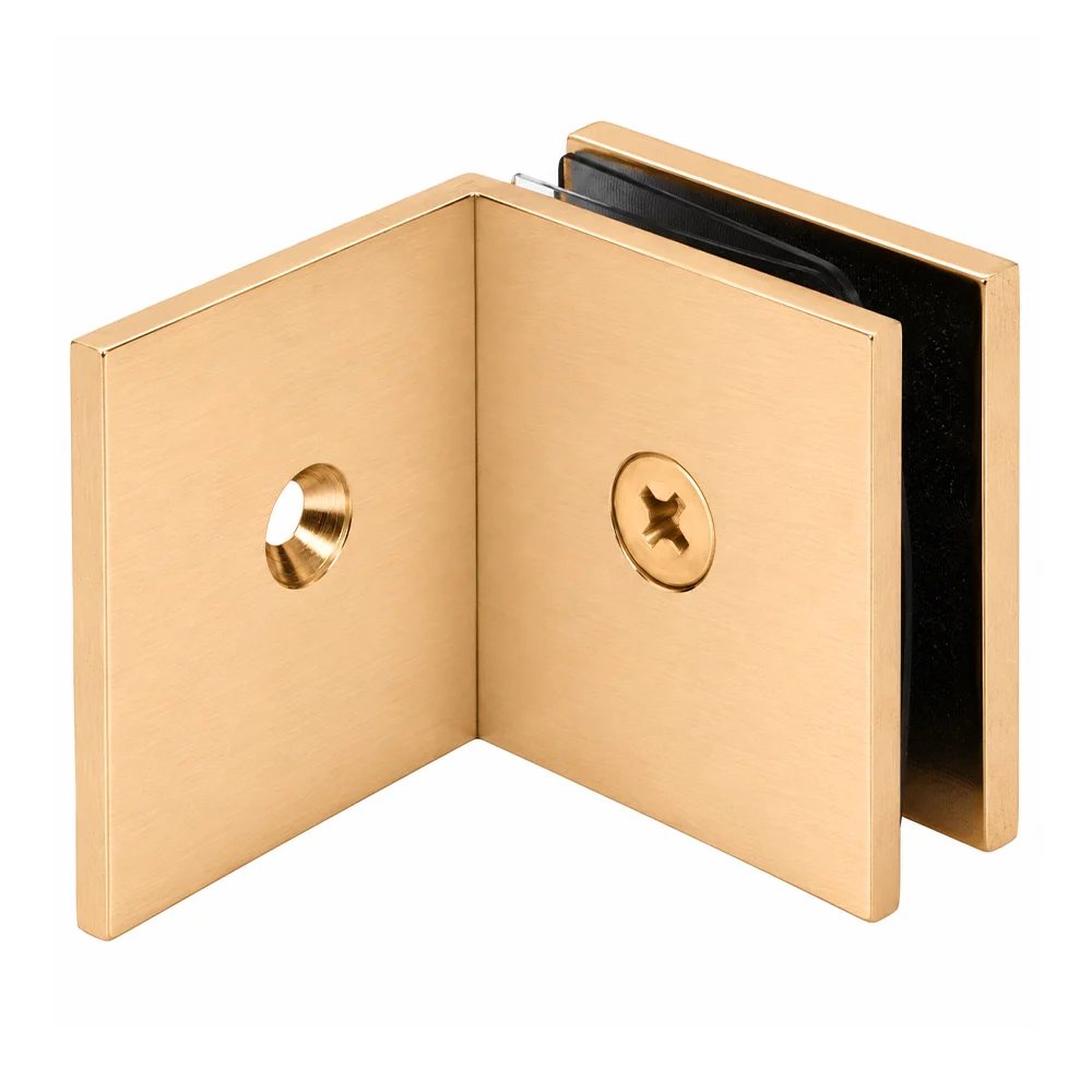 Shower Glass Square Fixed Panel Clamp with Large Leg, Satin Brass – CRL SGC039SB