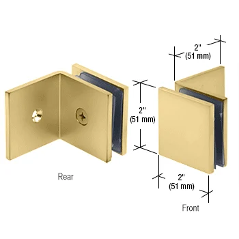 Shower Glass Square Fixed Panel Clamp with Large Leg, Satin Brass – CRL SGC039SB, photo 2