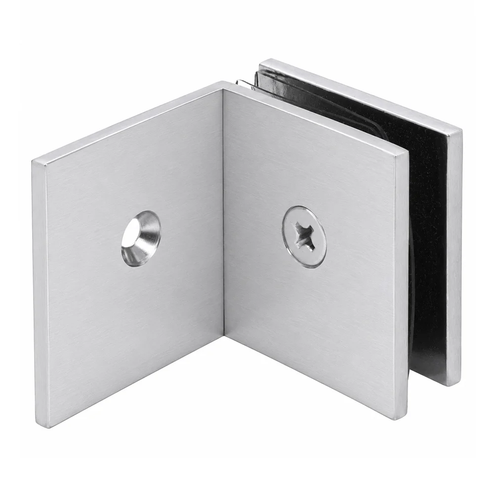 Shower Glass Square Fixed Panel Clamp with Large Leg, Satin Chrome – CRL SGC039SC