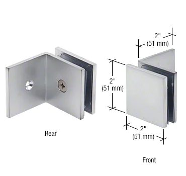 Shower Glass Square Fixed Panel Clamp with Large Leg, Satin Chrome – CRL SGC039SC, photo 2