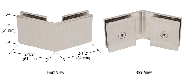Shower Glass Square 135° Glass-to-Glass Clamp, Brushed Nickel – CRL SGC135BN, photo 2