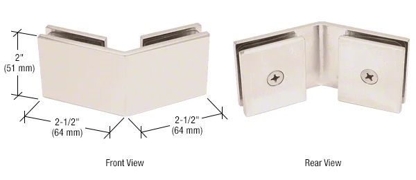 Shower Glass Square 135° Glass-to-Glass Clamp, Polished Nickel – CRL SGC135PN, photo 2
