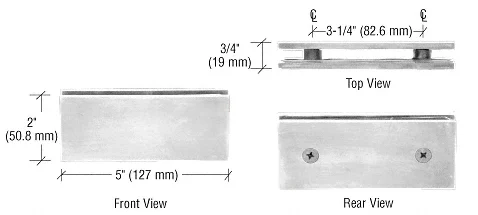 Shower Glass Square 180° Glass-to-Glass Clamp, Brushed Nickel – CRL SGC180BN, photo 2
