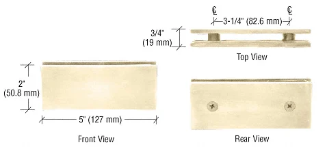 Shower Glass Square 180° Glass-to-Glass Clamp, Polished Brass – CRL SGC180BR, photo 2