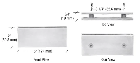 Shower Glass Square 180° Glass-to-Glass Clamp, Polished Nickel – CRL SGC180PN, photo 2