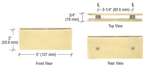Shower Glass Square 180° Glass-to-Glass Clamp, Satin Brass – CRL SGC180SB, photo 2